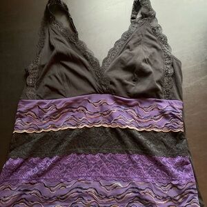 Bisou Bisou Black and Purple Lace Chemise